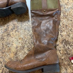 Brown with gold studded riding boots!